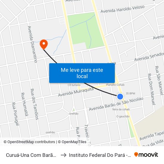 Curuá-Una Com Barão De São Nicolau to Instituto Federal Do Pará - Campus Santarém map