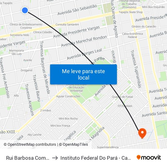 Rui Barbosa Com Felisbelo to Instituto Federal Do Pará - Campus Santarém map