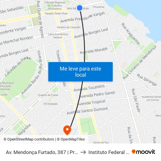 Av. Mendonça Furtado, 387 | Praça Elias Ribeiro Pinto / 4º Cartório De Santarém to Instituto Federal Do Pará - Campus Santarém map