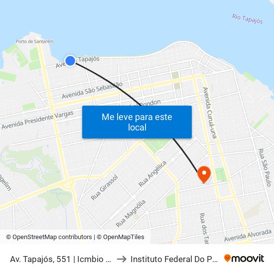 Av. Tapajós, 551 | Icmbio / Próx. Ao Mercadão 2000 to Instituto Federal Do Pará - Campus Santarém map