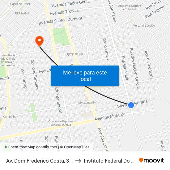 Av. Dom Frederico Costa, 3167 | Emef São José Operário to Instituto Federal Do Pará - Campus Santarém map