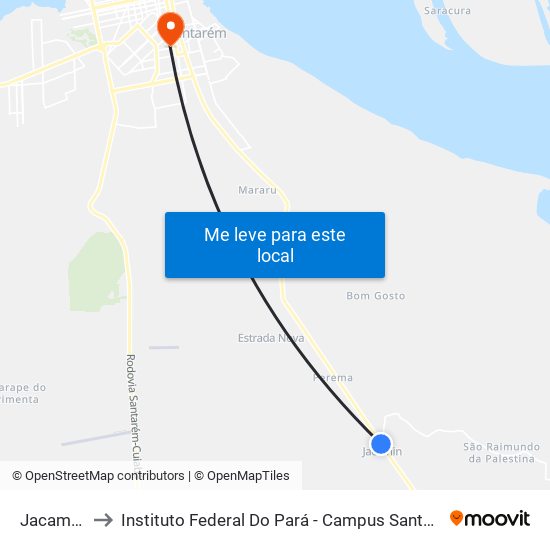 Jacamim to Instituto Federal Do Pará - Campus Santarém map