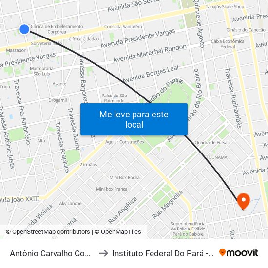 Antônio Carvalho Com São Sebastião to Instituto Federal Do Pará - Campus Santarém map