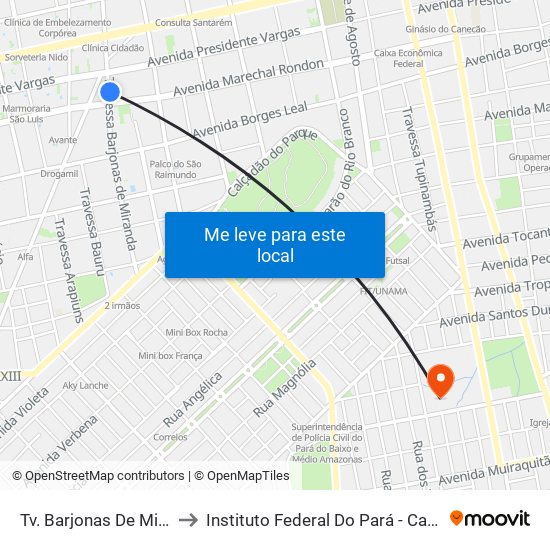 Tv. Barjonas De Miranda, 723 to Instituto Federal Do Pará - Campus Santarém map