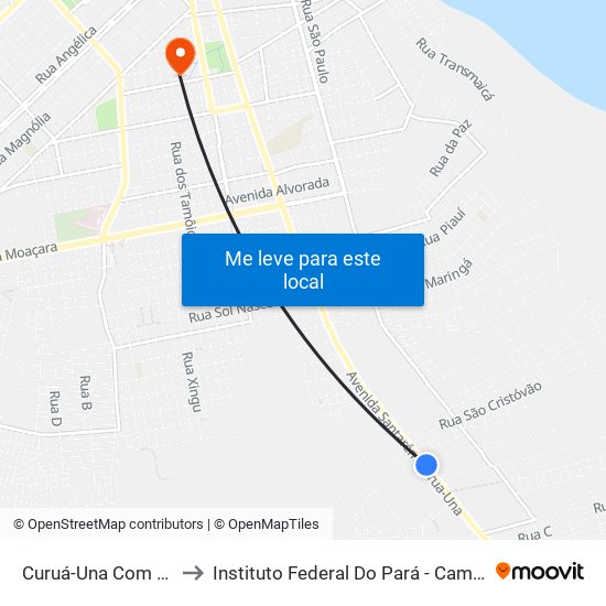 Curuá-Una Com Ubirajara to Instituto Federal Do Pará - Campus Santarém map