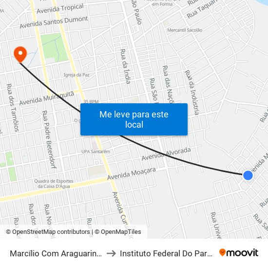 Marcílio Com Araguarina | Sentido Nordeste to Instituto Federal Do Pará - Campus Santarém map