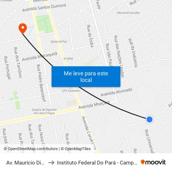Av. Maurício Dias, 325 to Instituto Federal Do Pará - Campus Santarém map