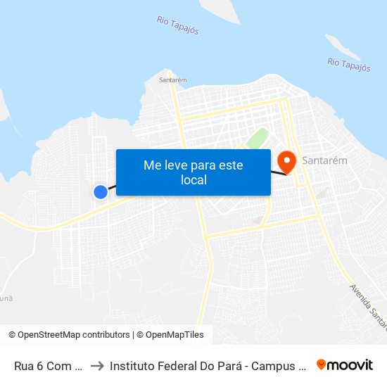 Rua 6 Com Ns 7 to Instituto Federal Do Pará - Campus Santarém map