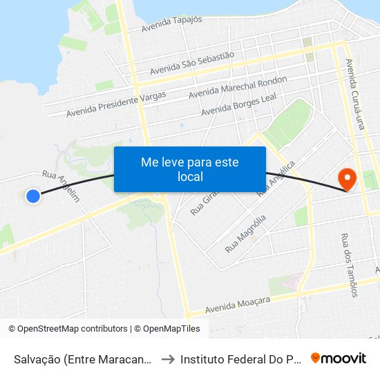 Salvação (Entre Maracanãzinho E Ponta De Pedras) to Instituto Federal Do Pará - Campus Santarém map