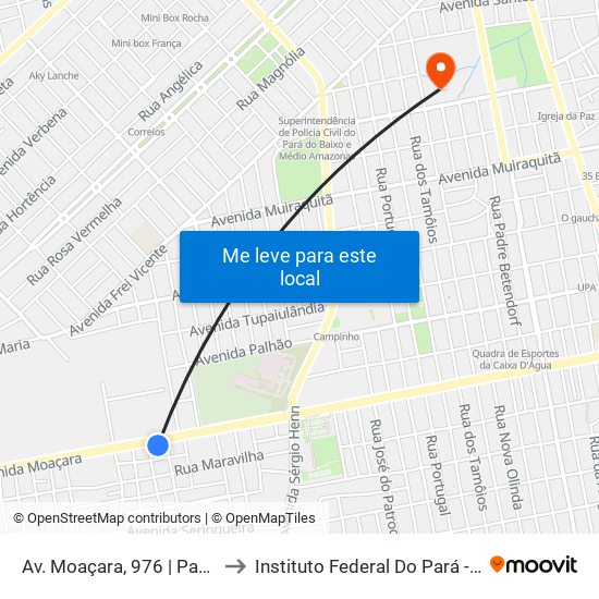 Av. Moaçara, 976 | Paz Church Floresta to Instituto Federal Do Pará - Campus Santarém map