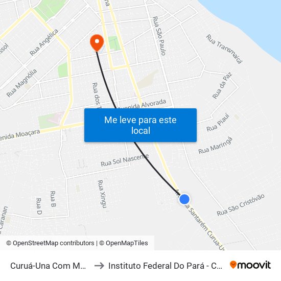 Curuá-Una Com Monte Castelo to Instituto Federal Do Pará - Campus Santarém map
