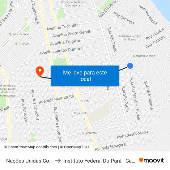 Nações Unidas Com Castelo to Instituto Federal Do Pará - Campus Santarém map