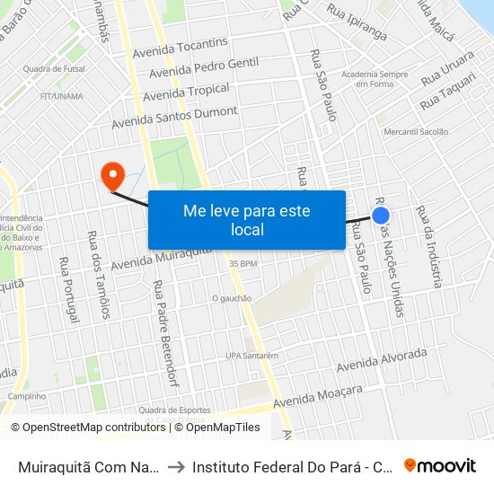 Muiraquitã Com Nações Unidas to Instituto Federal Do Pará - Campus Santarém map