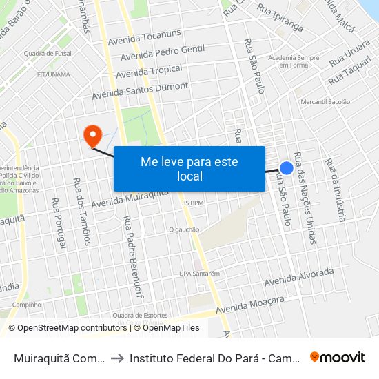 Muiraquitã Com Marajó to Instituto Federal Do Pará - Campus Santarém map