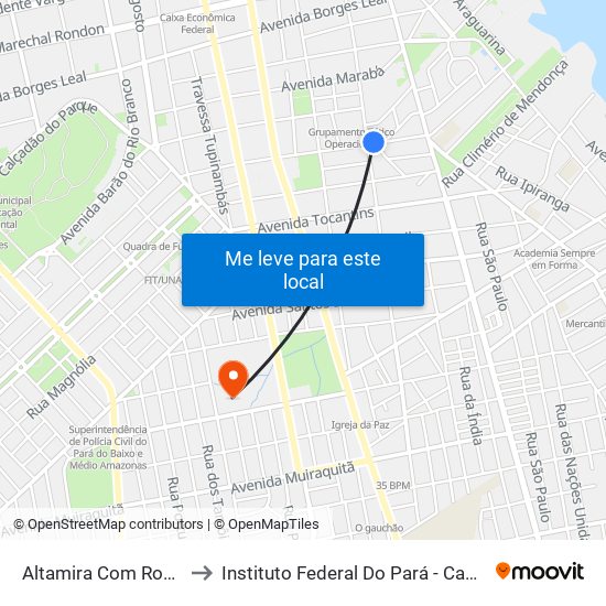 Altamira Com Rosa Passos to Instituto Federal Do Pará - Campus Santarém map