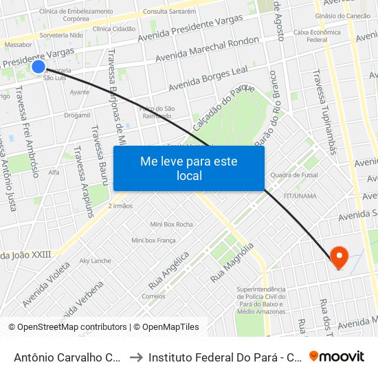 Antônio Carvalho Com Marechal to Instituto Federal Do Pará - Campus Santarém map