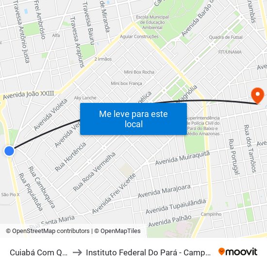 Cuiabá Com Quixadá to Instituto Federal Do Pará - Campus Santarém map