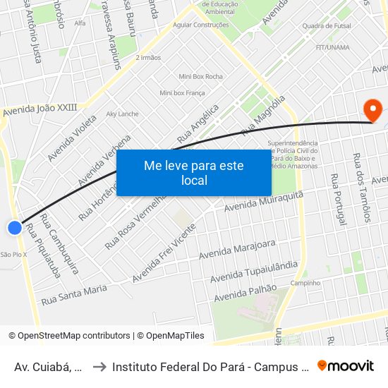 Av. Cuiabá, 3080 to Instituto Federal Do Pará - Campus Santarém map