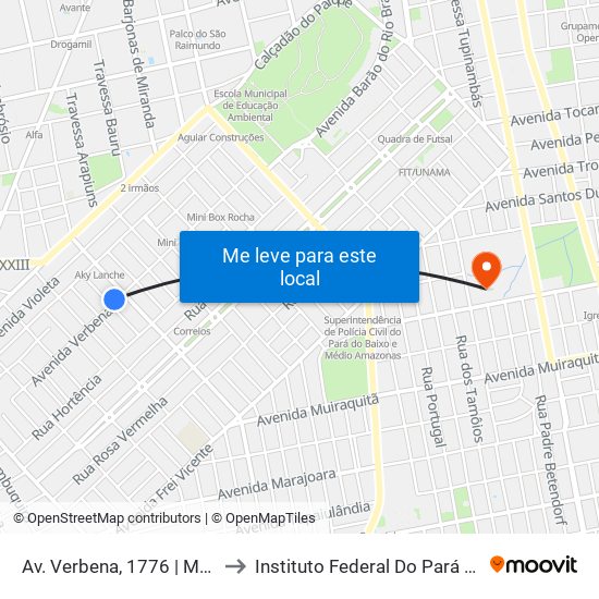 Av. Verbena, 1776 | Marevick Lava Jato to Instituto Federal Do Pará - Campus Santarém map