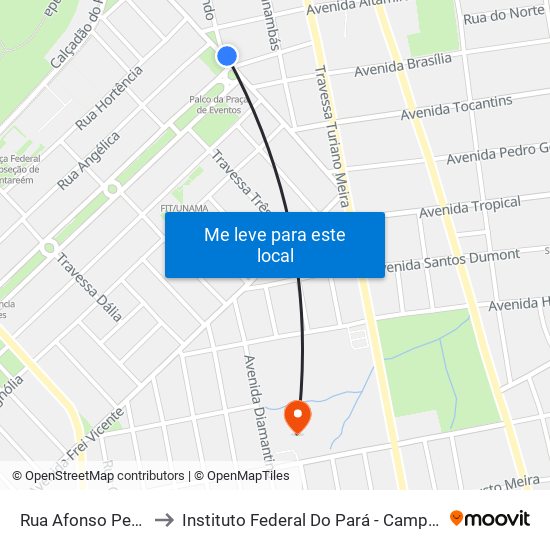 Rua Afonso Pena, 655 to Instituto Federal Do Pará - Campus Santarém map