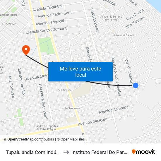 Tupaiulândia Com Indústria | Sentido Oeste to Instituto Federal Do Pará - Campus Santarém map