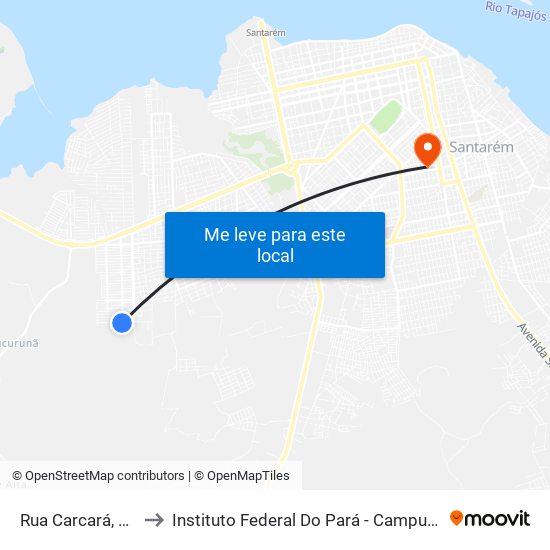 Rua Carcará, 27434 to Instituto Federal Do Pará - Campus Santarém map