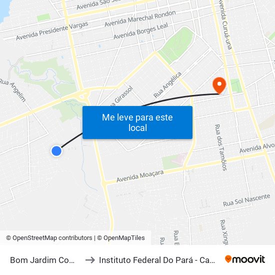 Bom Jardim Com Angelim to Instituto Federal Do Pará - Campus Santarém map