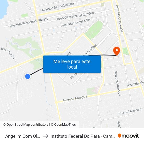 Angelim Com Olavo Bilac to Instituto Federal Do Pará - Campus Santarém map