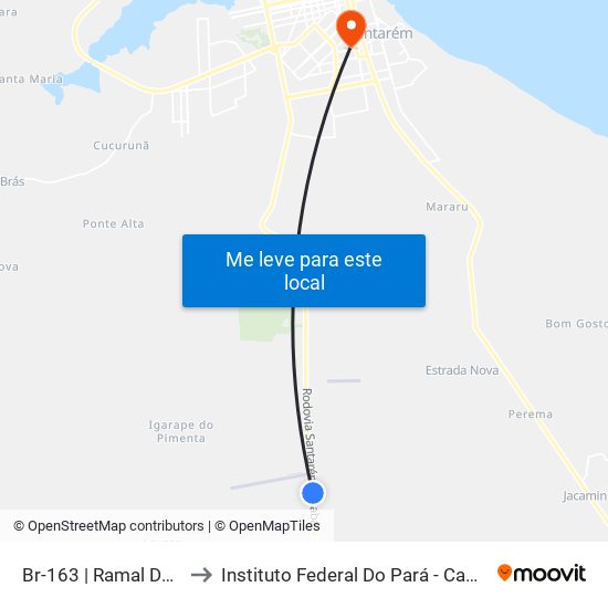 Br-163 | Ramal Do Japonês to Instituto Federal Do Pará - Campus Santarém map