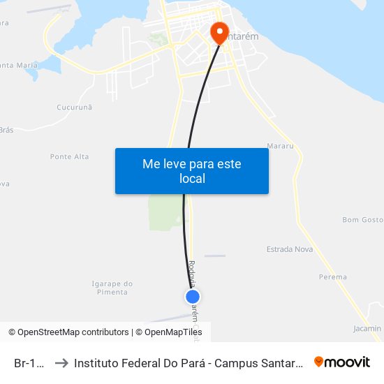 Br-163 to Instituto Federal Do Pará - Campus Santarém map