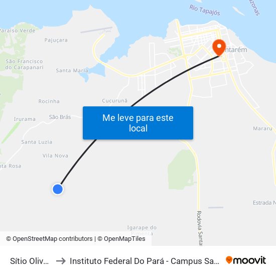Sítio Oliveira to Instituto Federal Do Pará - Campus Santarém map