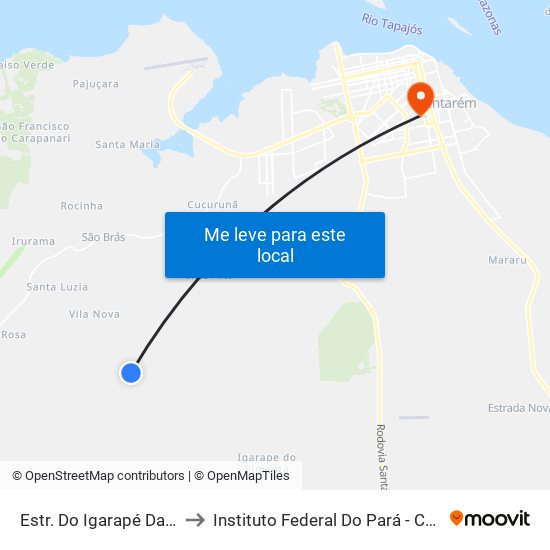 Estr. Do Igarapé Da Pte Alta, 01 to Instituto Federal Do Pará - Campus Santarém map