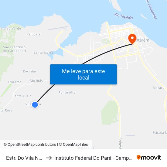 Vila Nova to Instituto Federal Do Pará - Campus Santarém map