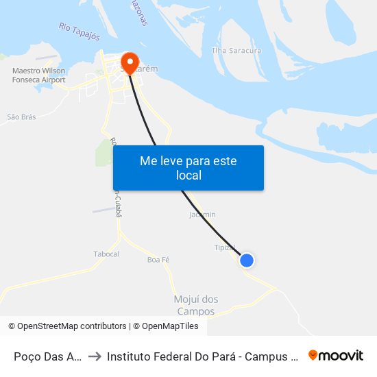 Poço Das Antas to Instituto Federal Do Pará - Campus Santarém map