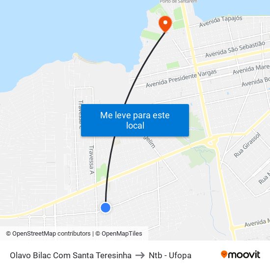 Olavo Bilac Com Santa Teresinha to Ntb - Ufopa map