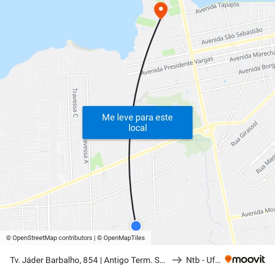 Tv. Jáder Barbalho, 854 | Antigo Term. Santarenzinho to Ntb - Ufopa map