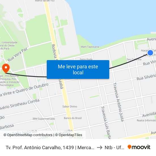 Tv. Prof. Antônio Carvalho, 1439 | Mercadão 2000 to Ntb - Ufopa map