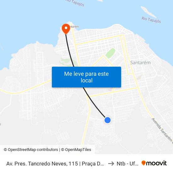 Av. Pres. Tancredo Neves, 115 | Praça Da Liberdade to Ntb - Ufopa map