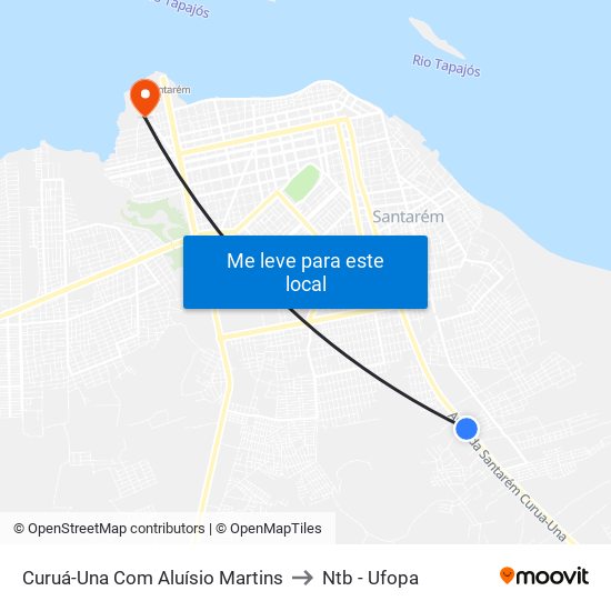 Curuá-Una Com Aluísio Martins to Ntb - Ufopa map