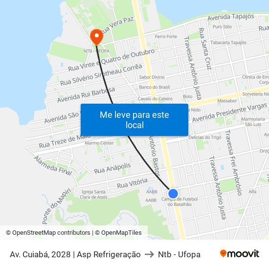 Cuiabá Com Icoaraci | Sentido Sul to Ntb - Ufopa map