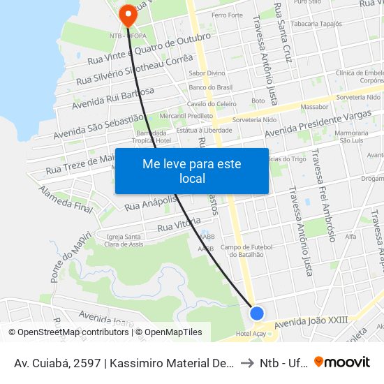 Av. Cuiabá, 2597 | Kassimiro Material De Construção to Ntb - Ufopa map