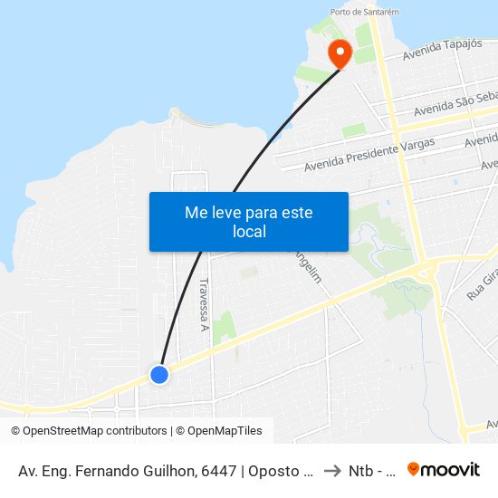 Av. Eng. Fernando Guilhon, 6447 | Oposto Ao Rio Tapajós Shopping to Ntb - Ufopa map