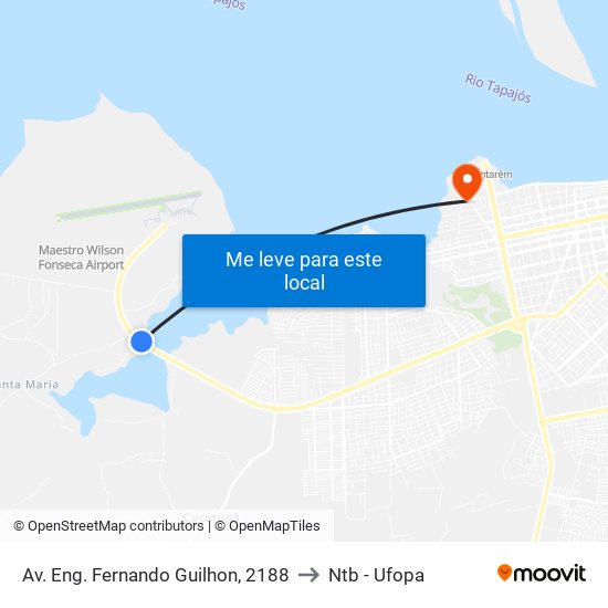 Av. Eng. Fernando Guilhon, 2188 to Ntb - Ufopa map