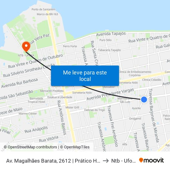 Av. Magalhães Barata, 2612 | Prático Hotel to Ntb - Ufopa map