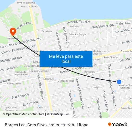 Borges Leal Com Silva Jardim to Ntb - Ufopa map