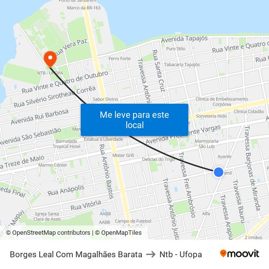 Borges Leal Com Magalhães Barata to Ntb - Ufopa map