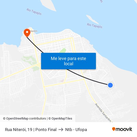 Rua Niterói, 19 | Ponto Final to Ntb - Ufopa map