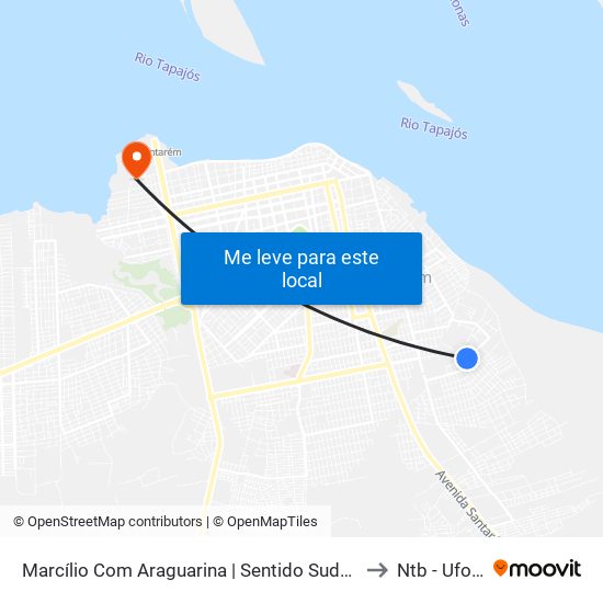 Marcílio Com Araguarina | Sentido Sudoeste to Ntb - Ufopa map