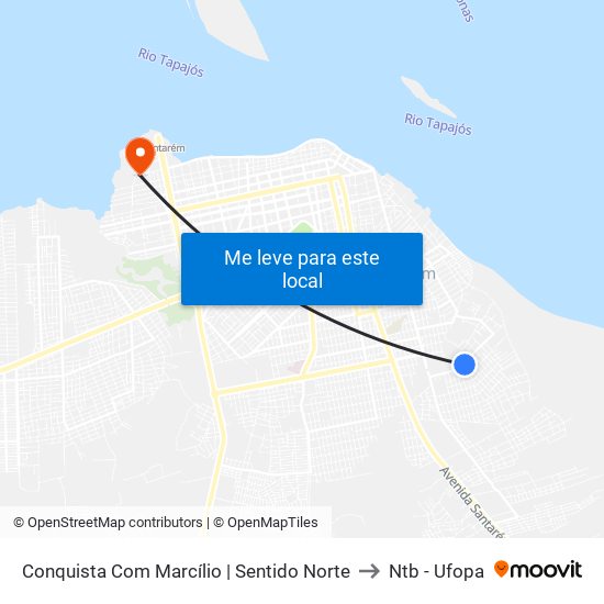 Conquista Com Marcílio | Sentido Norte to Ntb - Ufopa map