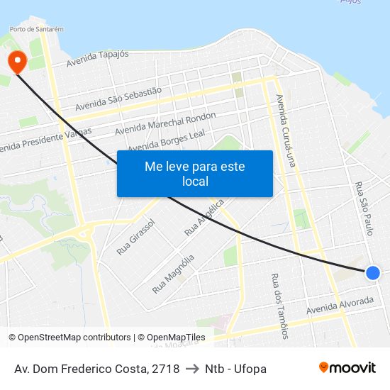 Av. Dom Frederico Costa, 2718 to Ntb - Ufopa map